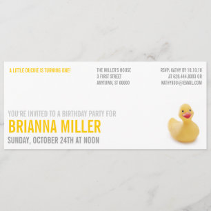 Ducky Kitsch Birthday Party Invitation Kaart