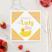 Ducky Lucky One eerste verjaardag uitnodiging Servet (Insitu)