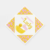 Ducky Lucky One eerste verjaardag uitnodiging Servet (Hoek)