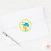 Ducky met paraplu Baby shower Dank u Ronde Sticker (Envelop)