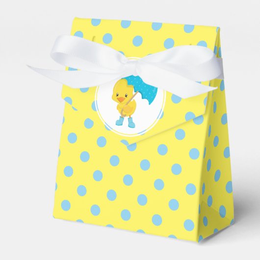 Ducky met paraplu en polka stippen bedankdoosjes (Voorkant Zijde)