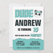 Dude Blauwgroen en Black Panda Verjaardagsfeest Kaart (Voorkant)