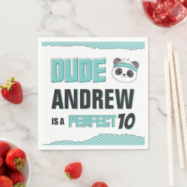 Dude Blauwgroen en Black Panda Verjaardagsfeest Servet