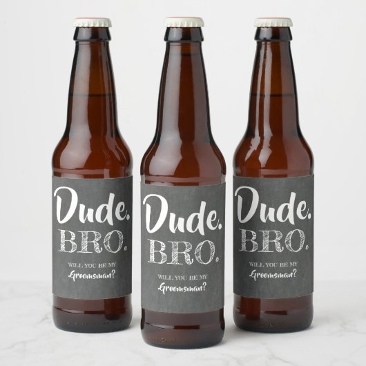 Dude Bro Grappige Groomsman voorstel uitnodiging Bier Etiket (Flessen)