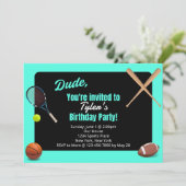 Dude Sports Anniversaire Fête Invitation (Debout devant)