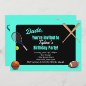 Dude Sports Anniversaire Fête Invitation (Devant / Derrière)