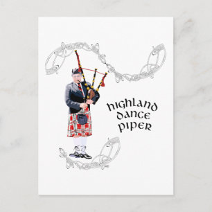 Dudelsackspeler in rode kilt briefkaart
