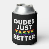 Dudes proeven gewoon beter gay pride cadeau idee blikjeskoeler (Blikje Voorkant)