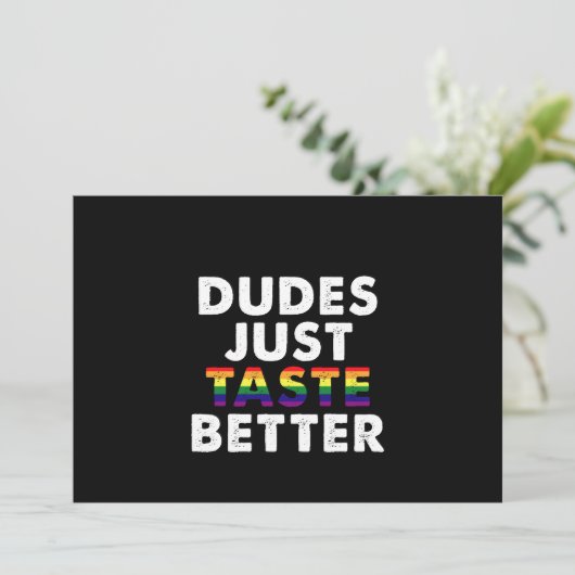 Dudes proeven gewoon beter gay pride cadeau idee kaart (Staand voorkant)