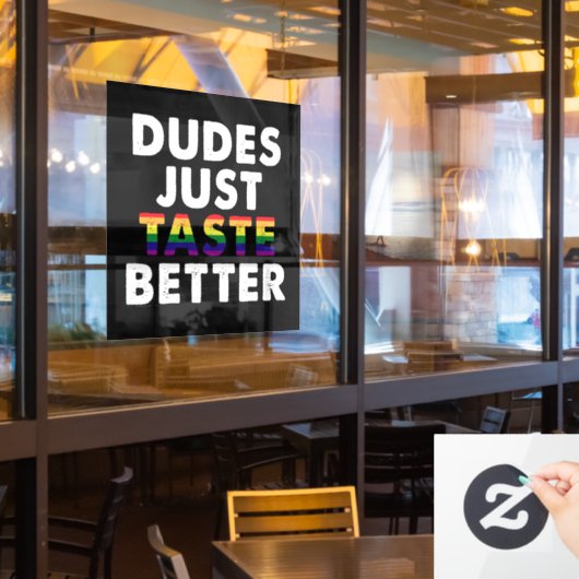 Dudes proeven gewoon beter gay pride cadeau idee raamsticker (Restaurant Raam)