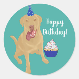 Dudley Labrador Birthday Ronde Sticker