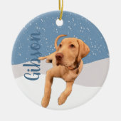 Dudley Labrador Kerstmis Keramisch Ornament (Voorkant)