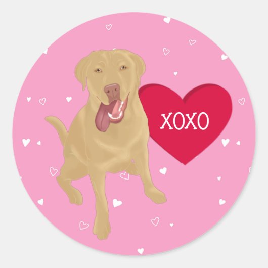Dudley Labrador Valentijnse  XOXO Ronde Sticker (Voorkant)