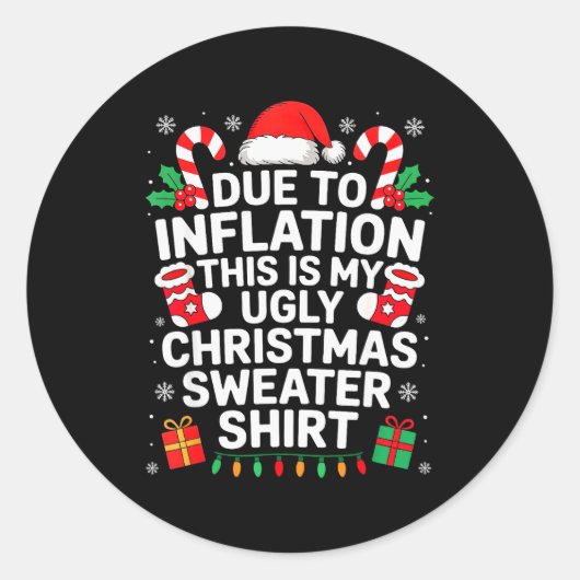 Due To Inflation This Is My Ugly Sweater For Chris Ronde Sticker (Voorkant)
