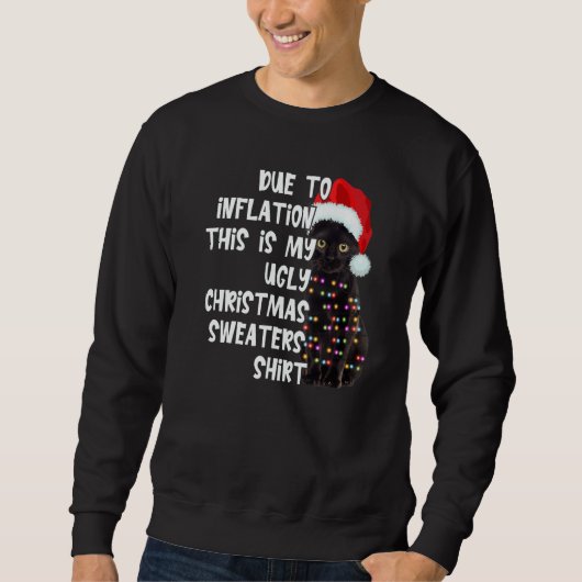 Due to Inflation Ugly Christmas Sweaters Black Cat (Voorkant)