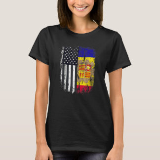 Duel Flag Andorra en Amerikaans burger van duel T-shirt