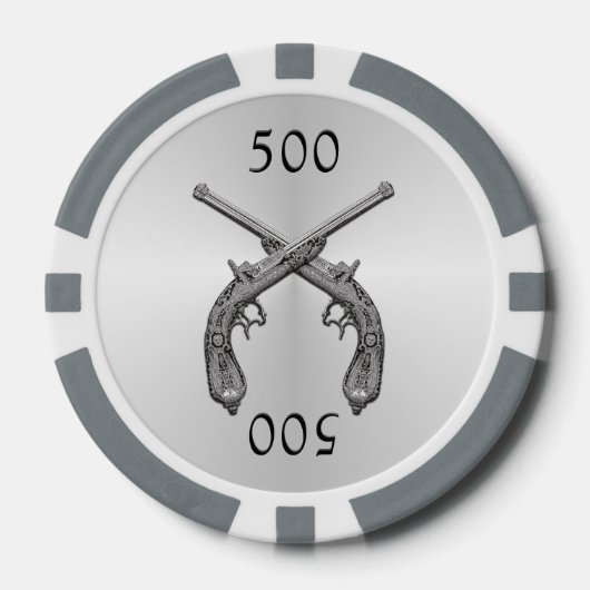 Dueling Pistolen Silver Pokerchips (Voorkant)