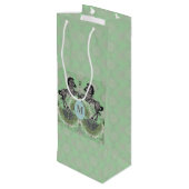 Dueling Zebra Monogram Ctr Wijn Cadeautas (Achterkant Gekanteld)