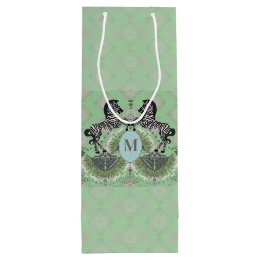 Dueling Zebra Monogram Ctr Wijn Cadeautas (Achterkant)