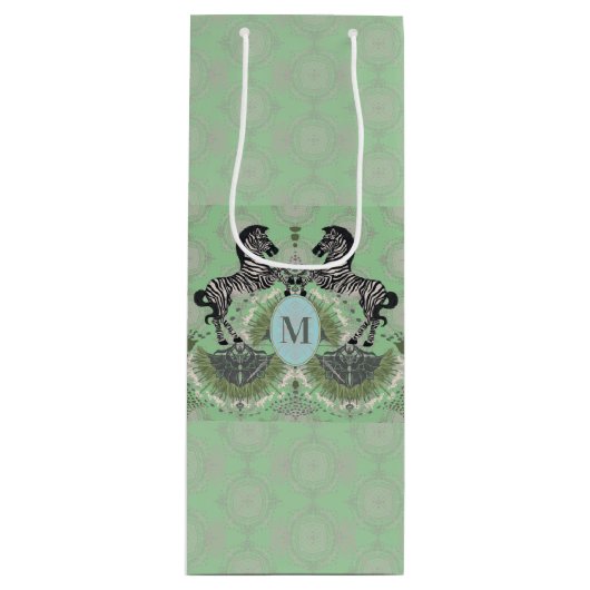 Dueling Zebra Monogram Ctr Wijn Cadeautas (Voorkant)