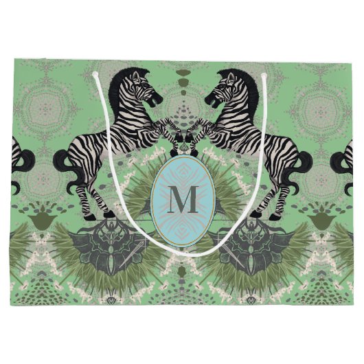 Dueling Zebra Monogram Groot Cadeauzakje (Achterkant)
