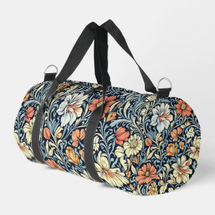 Duffle in vintage stijl blauwe kleur botanisch pat plunjezak