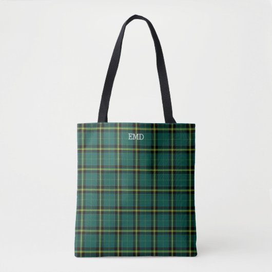 Duffy Clan Tartan Green Plaid Monogram Draagtas (Voorkant)