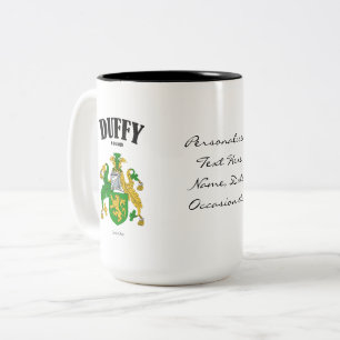 Duffy Family Crest, vertaling en betekenis Tweekleurige Koffiemok