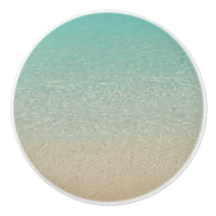 " DUIDELIJK AQUAMARINE CARIBBEAN ZEE EN ZAND " KERAMISCHE KNOP