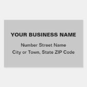 Duidelijk BedrijfsAdres van Teksten op Grijs Rechthoekige Sticker (Voorkant)