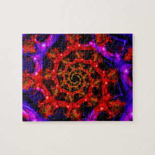 Duidelijk Rood- en blauw fractal art Legpuzzel
