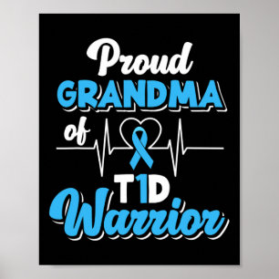 Duidelijke grootmoeder van een T1D-worstdiabetisch Poster