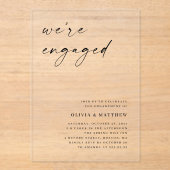 Duidelijke Minimalistische Engagement Party | Mode Acryl Uitnodigingen (Voorkant)