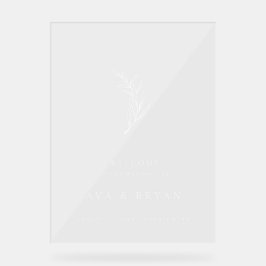 Duidelijke minimalistische olijftak bruiloft welko acryl bord