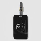 Duidelijke Moderne Grijze Monogram Initialen Naam Bagagelabel (Voorkant (verticaal))