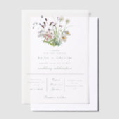 Duidelijke transparante moderne Wildflower bruilof Vellum Uitnodigingen (Offset)