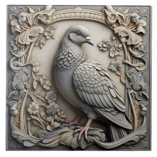Duif - Art Nouveau Keramische Tegel Tegeltje