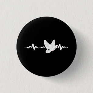 Duif Dragende Duif Hartslag Ronde Button 3,2 Cm