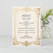 Duif Elegante Luxe Gouden Huwelijk Menu (Staand voorkant)