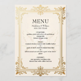Duif Elegante Luxe Gouden Huwelijk Menu