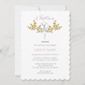 Duif en Kruis Doop Uitnodiging {Meisje} (Voorkant)