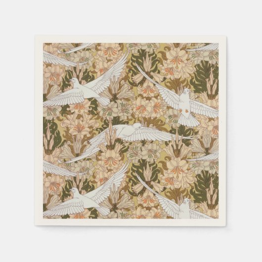 Duif en Lily Bloemenprint Servet (Voorkant)