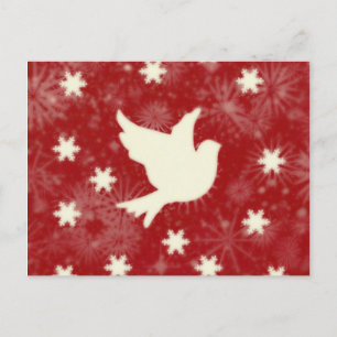 Duif en sneeuwvlokken briefkaart