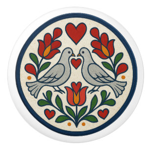 Duif en Tulp Pennsylvania Dutch Hex Sign Knop