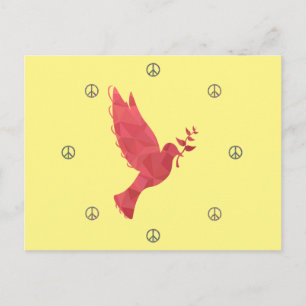 Duif en vredestekens briefkaart