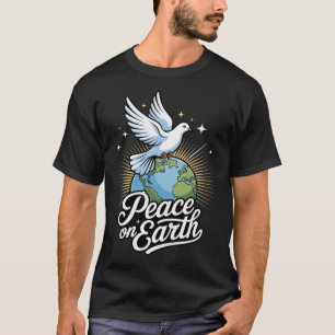 Duif en Wereld Vrede Op Aarde Geloof Kerstmis T-shirt