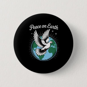 Duif en Wereld Vrede Op Aarde Gelovige Kerstmis Sp Ronde Button 5,7 Cm