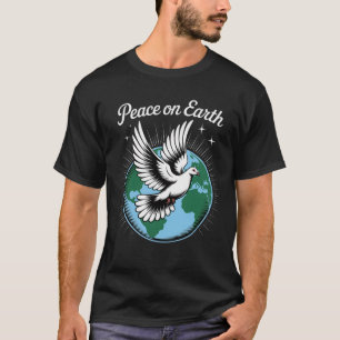 Duif en Wereld Vrede op Aarde Gelovige Kerstmis Sp T-shirt