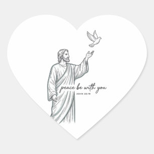 Duif Hebben Vrede Met Jou Christelijk Vintage T-sh Hart Sticker