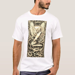 Duif krijgt vrij van slang t-shirt
